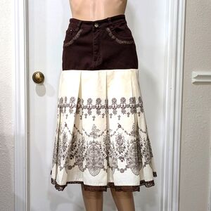 Upcycled Clothing Women's Size M Skirt Using CHANG GONG Jean & Pleated Skirt